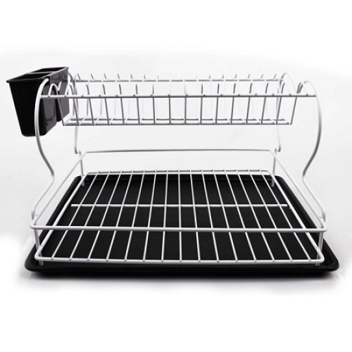 Scurgator vase etajat Perilla 71108 Alb cu tava Neagra