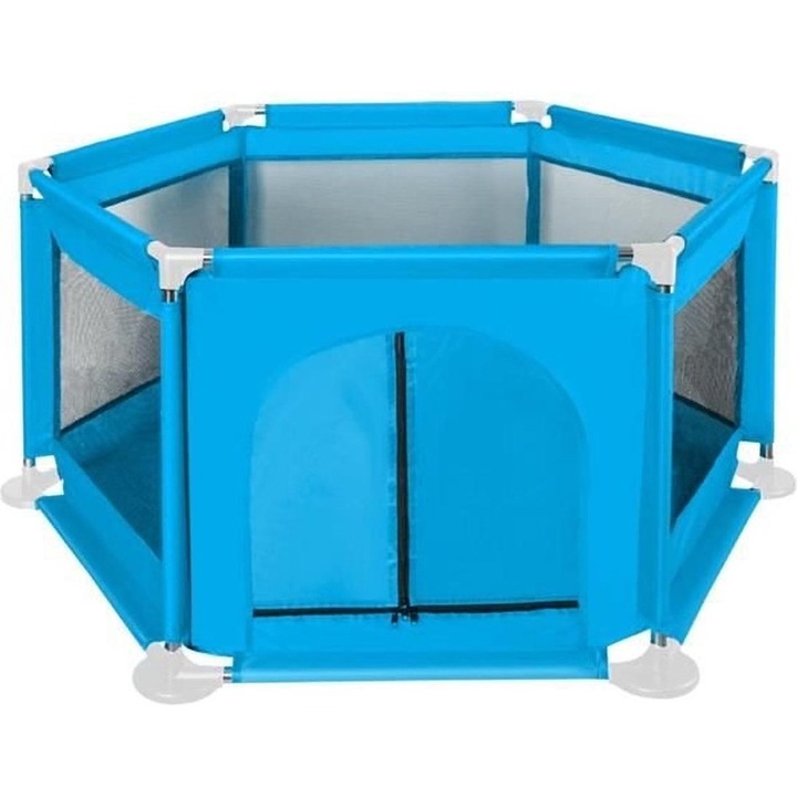 Tarc/loc de joaca pentru copii, Zola®, material textil, albastru azur, 125x110x65cm