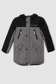 DeFacto, Jacheta parka cu gluga, Gri antracit DeFacto, Jacheta parka cu gluga, Gri antracit