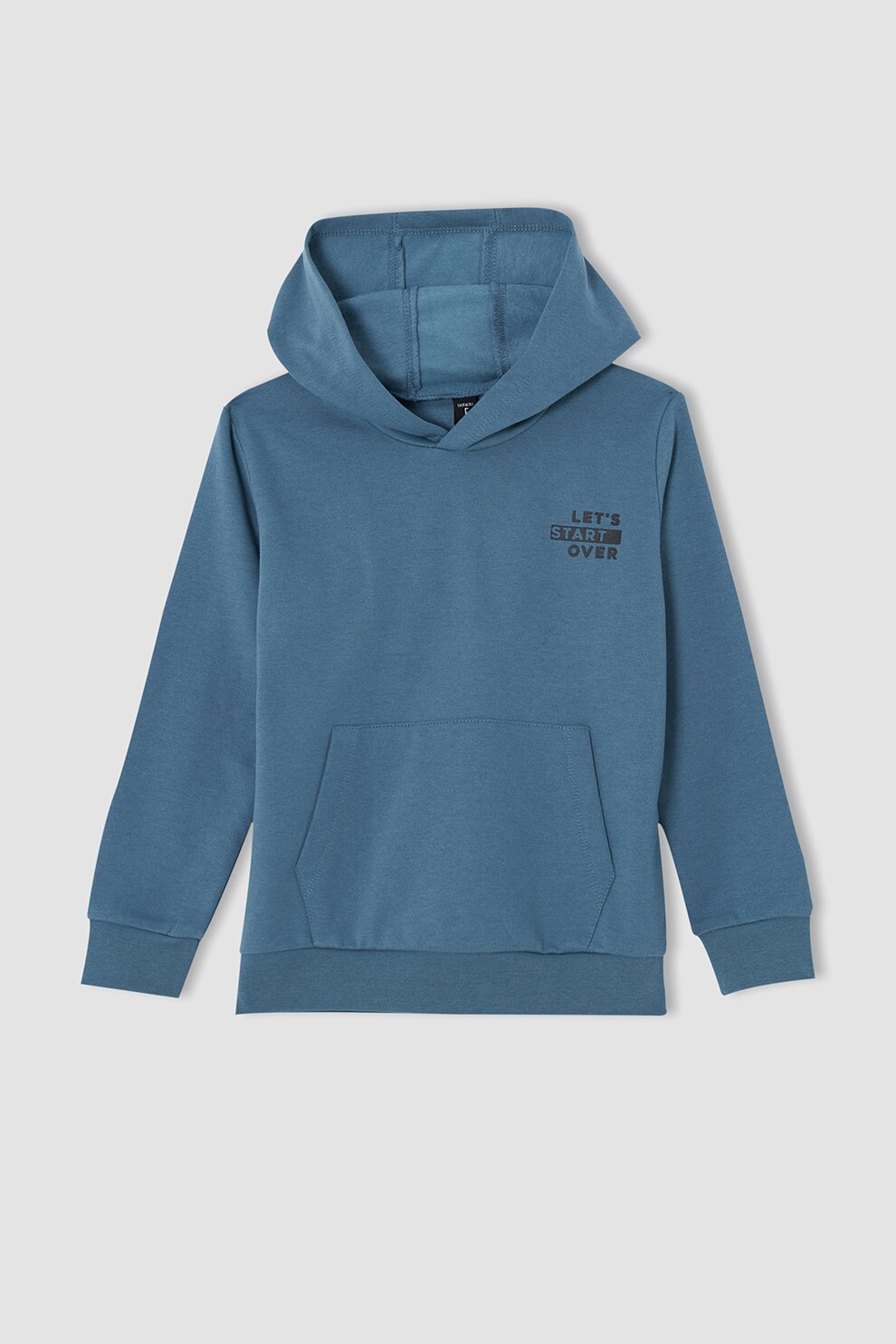 DeFacto, Hanorac regular fit cu imprimeu text pe partea din spate, Albastru lavanda