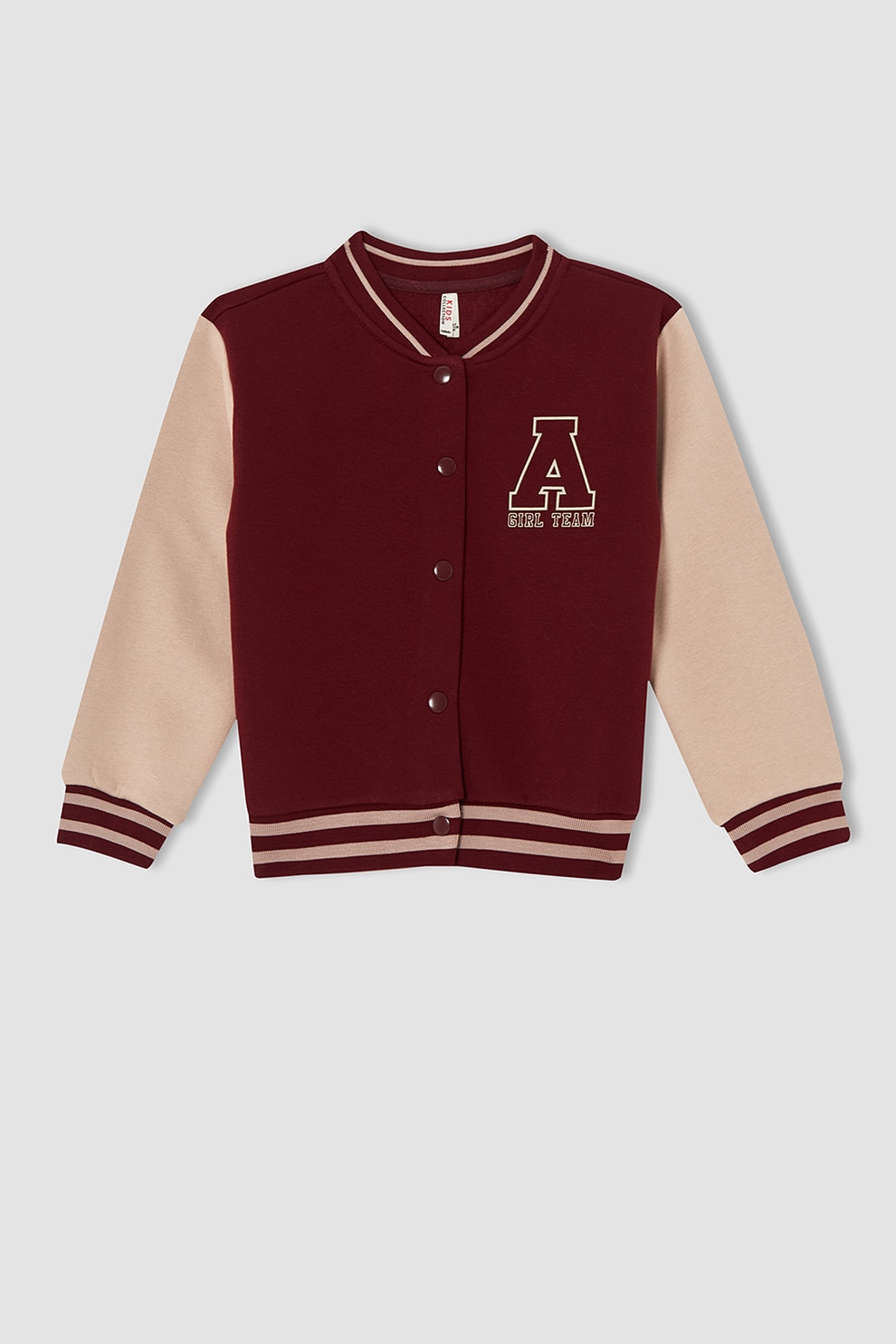 DeFacto, Jacheta Varsity cu guler scurt, Rosu Bordeaux/Roz piersica