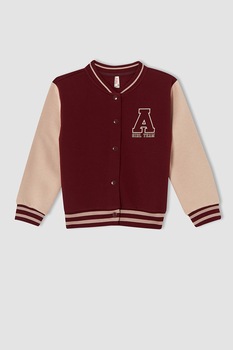 DeFacto, Jacheta Varsity cu guler scurt, Rosu Bordeaux/Roz piersica DeFacto, Jacheta Varsity cu guler scurt, Rosu Bordeaux/Roz piersica