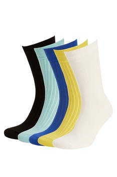 DeFacto, Set de sosete lungi striate - 5 perechi, Multicolora, One Size DeFacto, Set de sosete lungi striate - 5 perechi, Multicolora, One Size