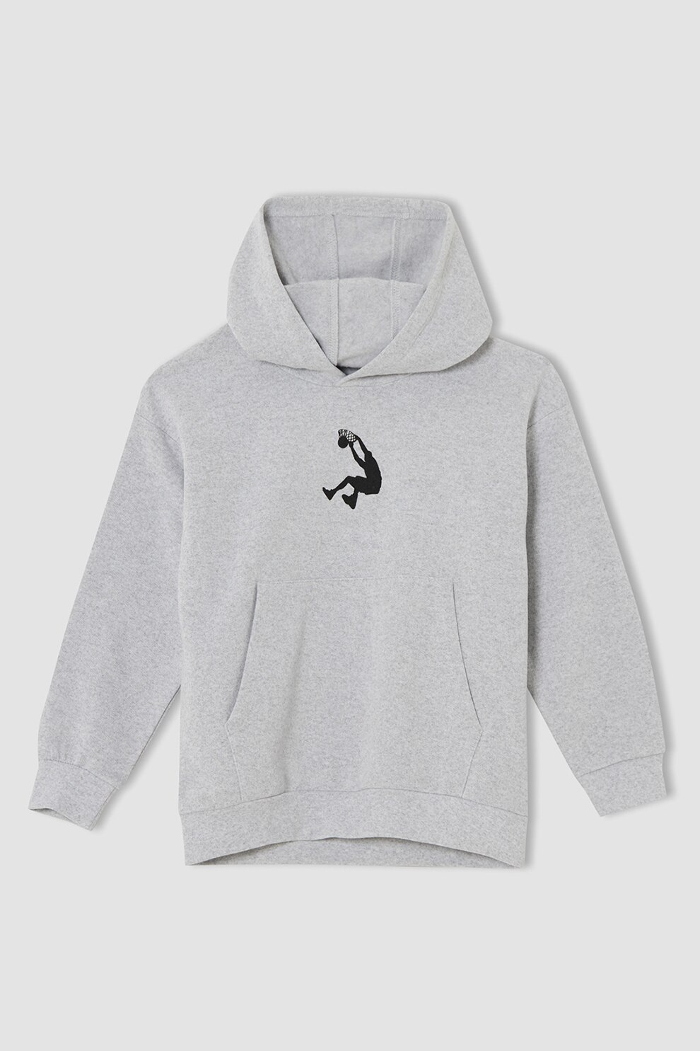 DeFacto, Hanorac cu imprimeu logo, Gri deschis melange/Negru