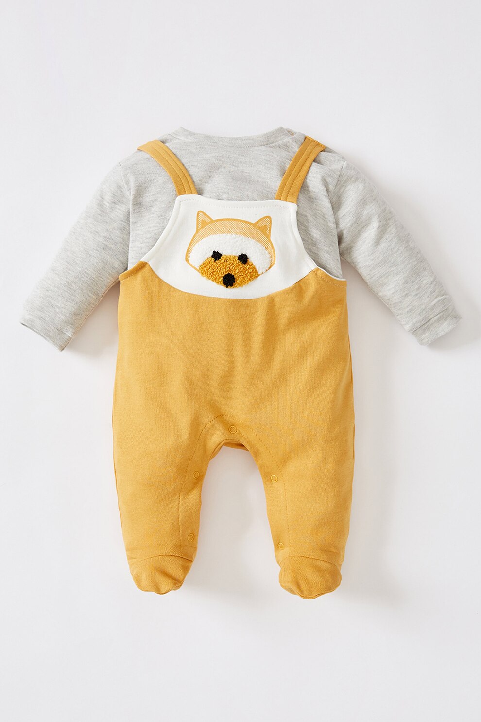 DeFacto, Salopeta cu botosei si aplicatie, Galben sofran/Maro deschis melange