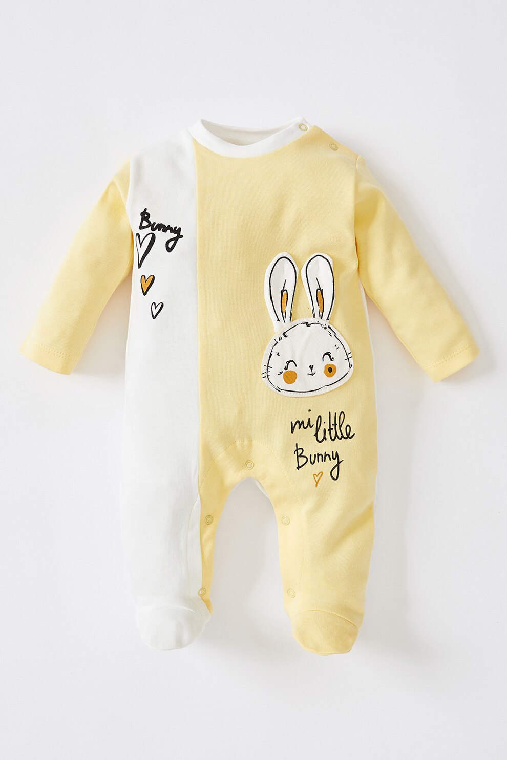 DeFacto, Salopeta cu botosei si decolteu la baza gatului, Galben/Alb