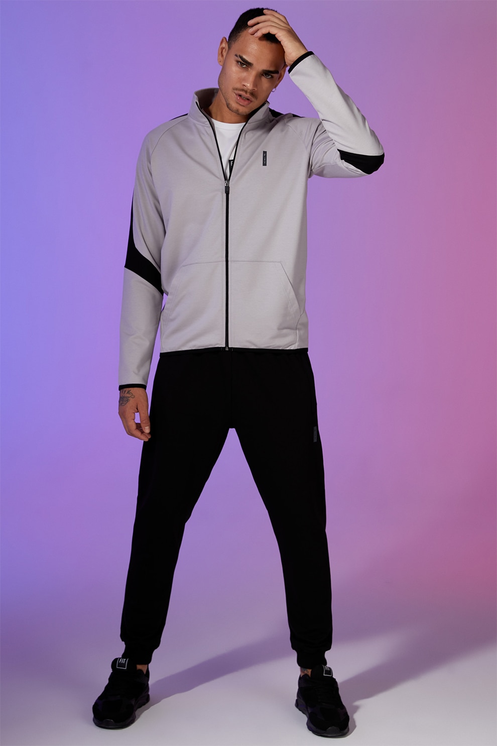 DeFacto, Pantaloni sport slim fit cu snur in talie, Negru