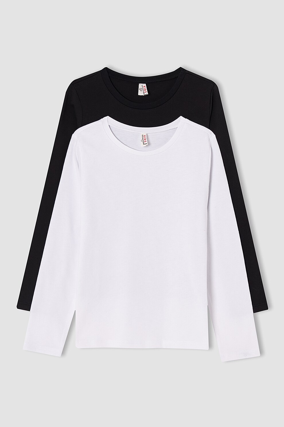 DeFacto, Set de bluze de bumbac, 2 piese, Alb/Negru