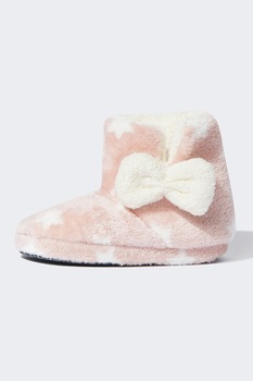 DeFacto, Cizme de casa din material teddy, cu stele, Roz pal DeFacto, Cizme de casa din material teddy, cu stele, Roz pal