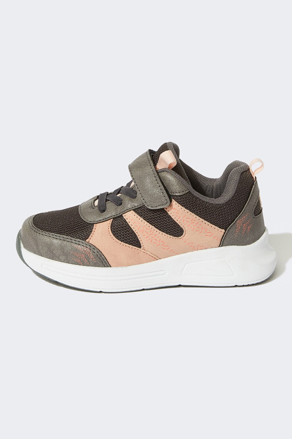 DeFacto, Pantofi sport cu insertii de plasa, Kaki/Roz somon