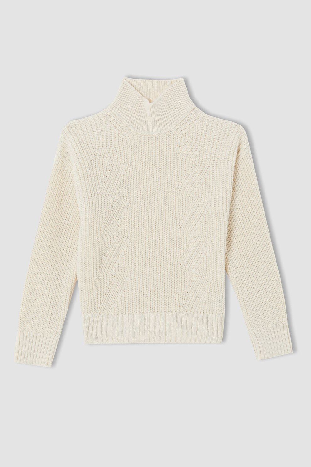 DeFacto, Pulover cu maneci cazute, Alb prafuit