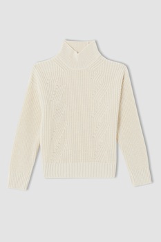 DeFacto, Pulover cu maneci cazute, Alb prafuit DeFacto, Pulover cu maneci cazute, Alb prafuit