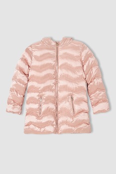 DeFacto, Geaca cu gluga si aspect lucios, Roz pastel DeFacto, Geaca cu gluga si aspect lucios, Roz pastel