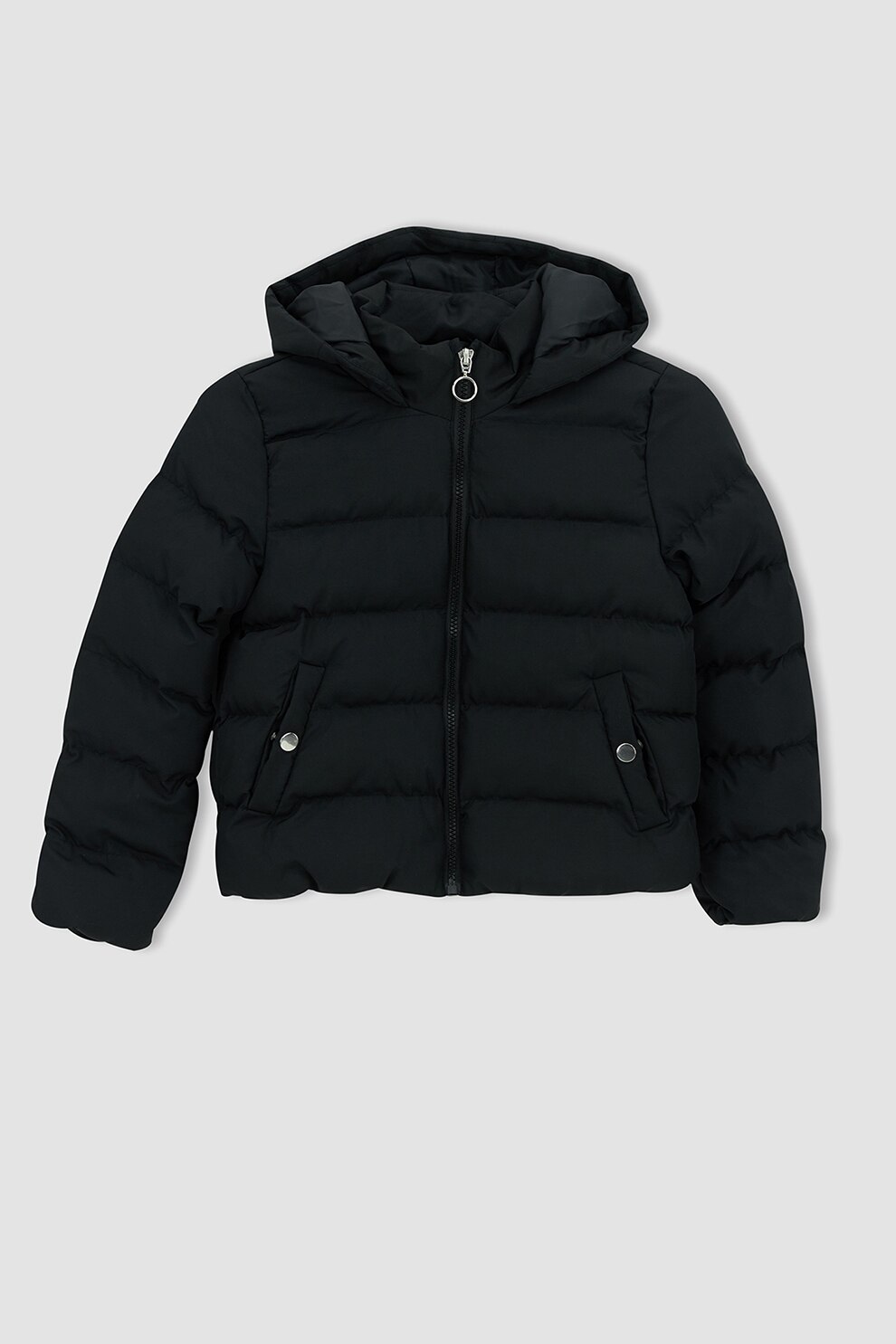 DeFacto, Geaca cu gluga si buzunare cu capse, Negru