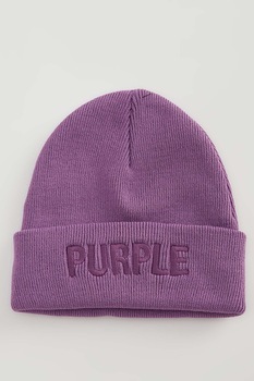 DeFacto, Caciula elastica cu broderie text, Lila, Standard DeFacto, Caciula elastica cu broderie text, Lila, Standard