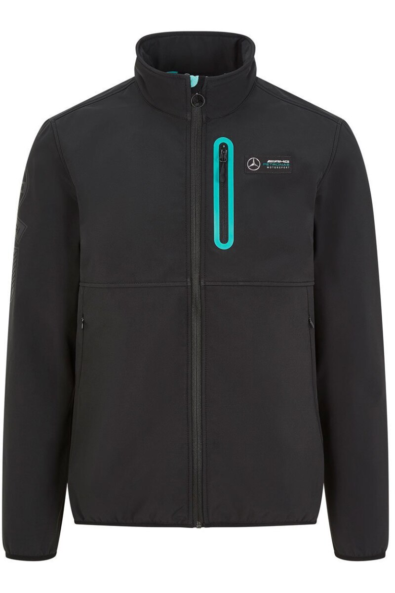 Jacheta Softshell Mercedes AMG Petronas F1, Poliester, Negru, Negru