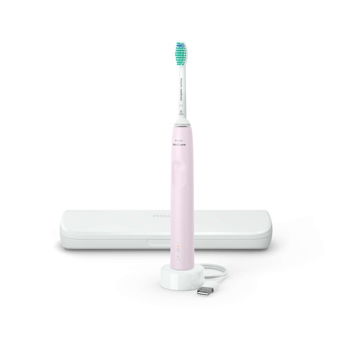 Philips Sonicare HX3673/11 S3100 elektromos fogkefe, utazótokkal, rózsaszín