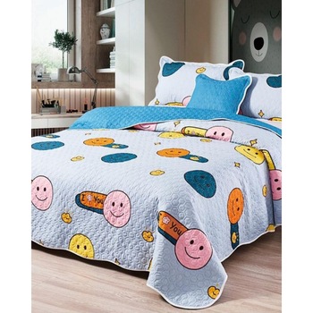 Cuvertura de Pat cu 2 Fete, 5 Piese, Bumbac Finet, Emojy Face, CVF5-14 Cuvertura de Pat cu 2 Fete, 5 Piese, Bumbac Finet, Emojy Face, CVF5-14