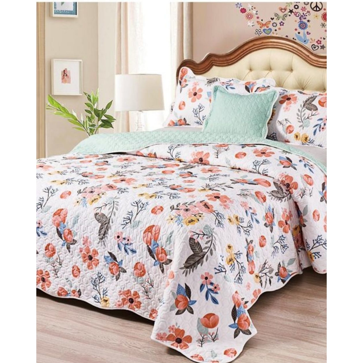 Cuvertura de Pat cu 2 Fete, 5 Piese, Bumbac Finet, Alice, CVF5-02