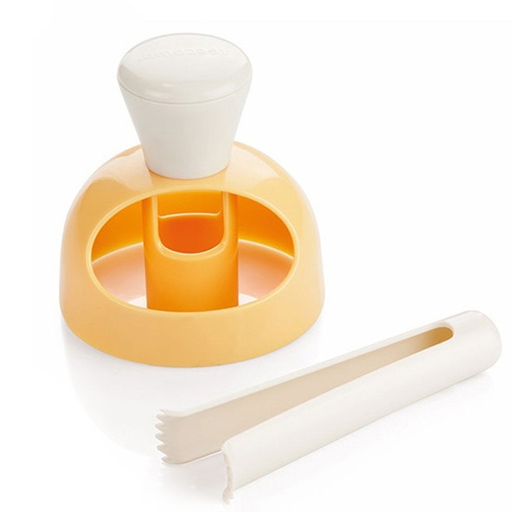 Dispozitiv pentru gogosi, Plastic, 44 g, 8 cm, Alb/Galben