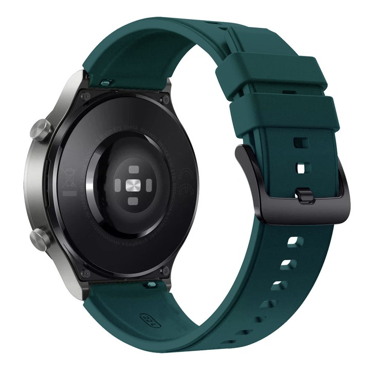 Силиконова каишка за Huawei Watch GT/ GT2/ GT2 Pro/ GT3, 22мм, Тъмнозелен