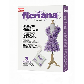 Odorizant natural pentru haine Fleriana, Lavanda, 3 buc Odorizant natural pentru haine Fleriana, Lavanda, 3 buc