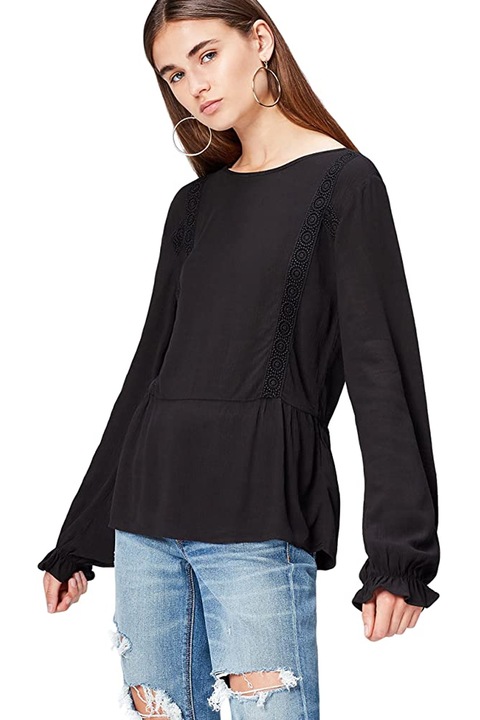 Bluza de dama, broderie cu margele, Find, Viscoza, Marime S, Negru