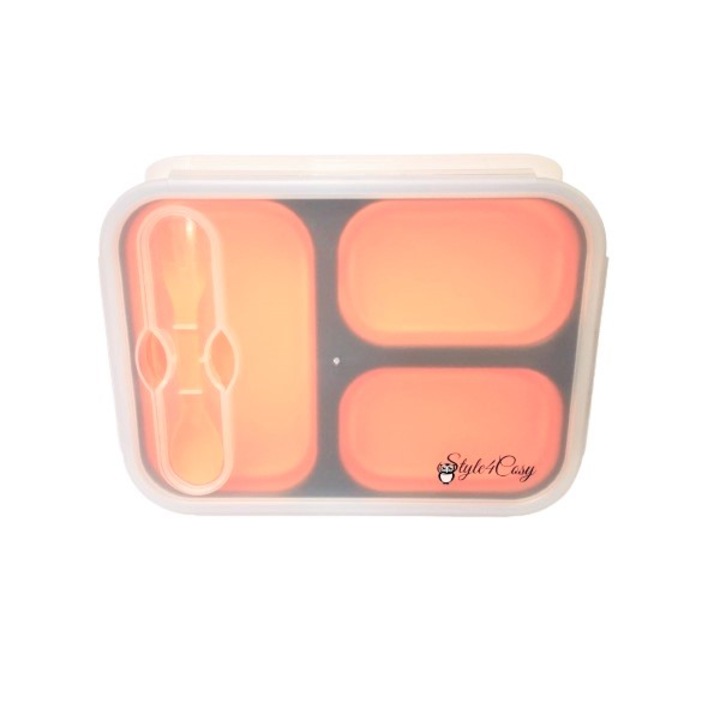 Кутия за храна, Силиконова, Сгъваема, Clip&Close, Style4Cosy, 24 cm, Orange Magma
