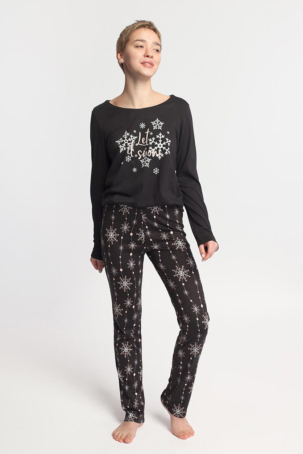 Sofiaman, Pijama din amestec de modal Winter Story, Negru/Alb