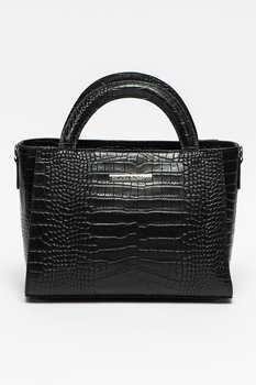 Chiara Canotti, Geanta de piele cu bareta de umar si aspect de piele de crocodil, Negru Chiara Canotti, Geanta de piele cu bareta de umar si aspect de piele de crocodil, Negru