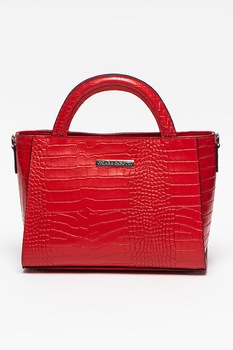 Chiara Canotti, Geanta de piele cu bareta de umar si aspect de piele de crocodil, Rosu Chiara Canotti, Geanta de piele cu bareta de umar si aspect de piele de crocodil, Rosu