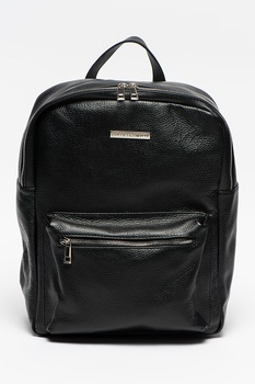 Chiara Canotti, Rucsac de piele cu buzunar exterior cu fermoar, Negru Chiara Canotti, Rucsac de piele cu buzunar exterior cu fermoar, Negru