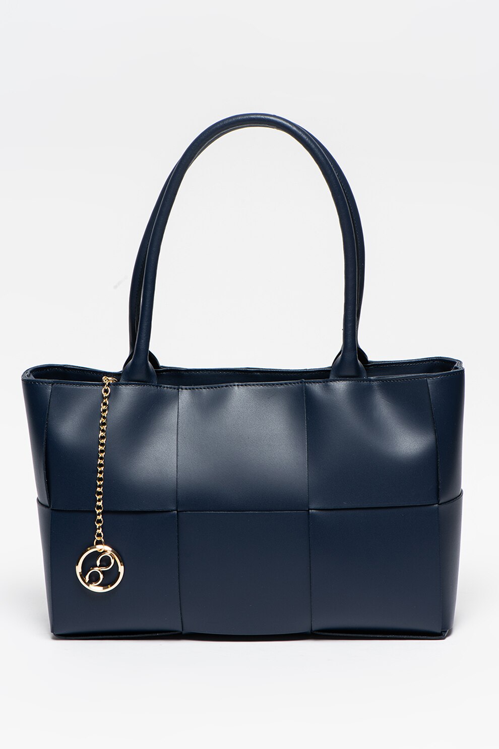 Chiara Canotti, Geanta tote de piele cu accesoriu logo, Bleumarin