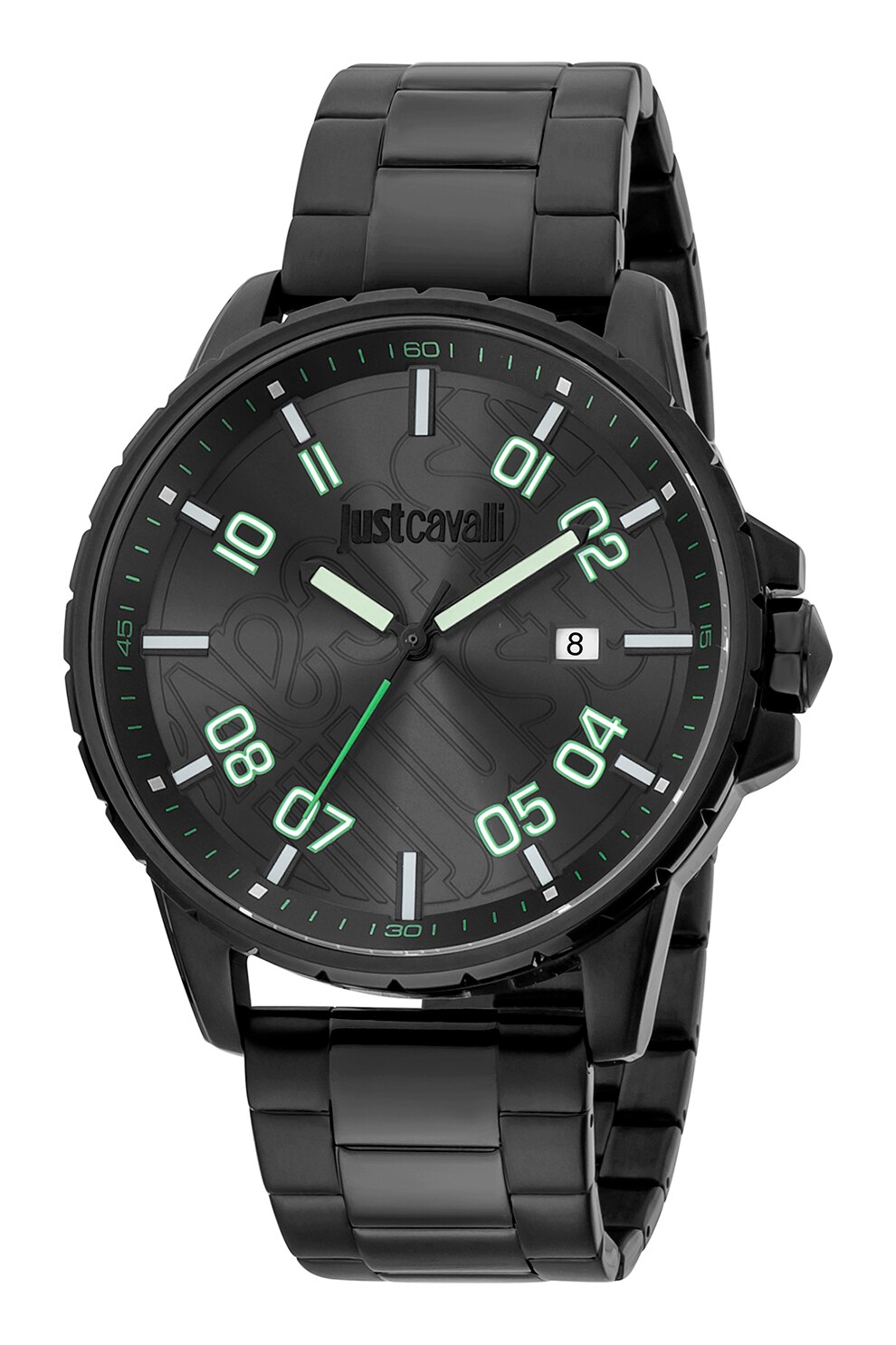 JUST CAVALLI, Ceas quartz din otel inoxidabil, Negru