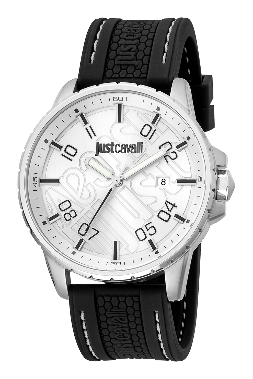 JUST CAVALLI, Ceas din otel inoxidabil, Negru/Argintiu