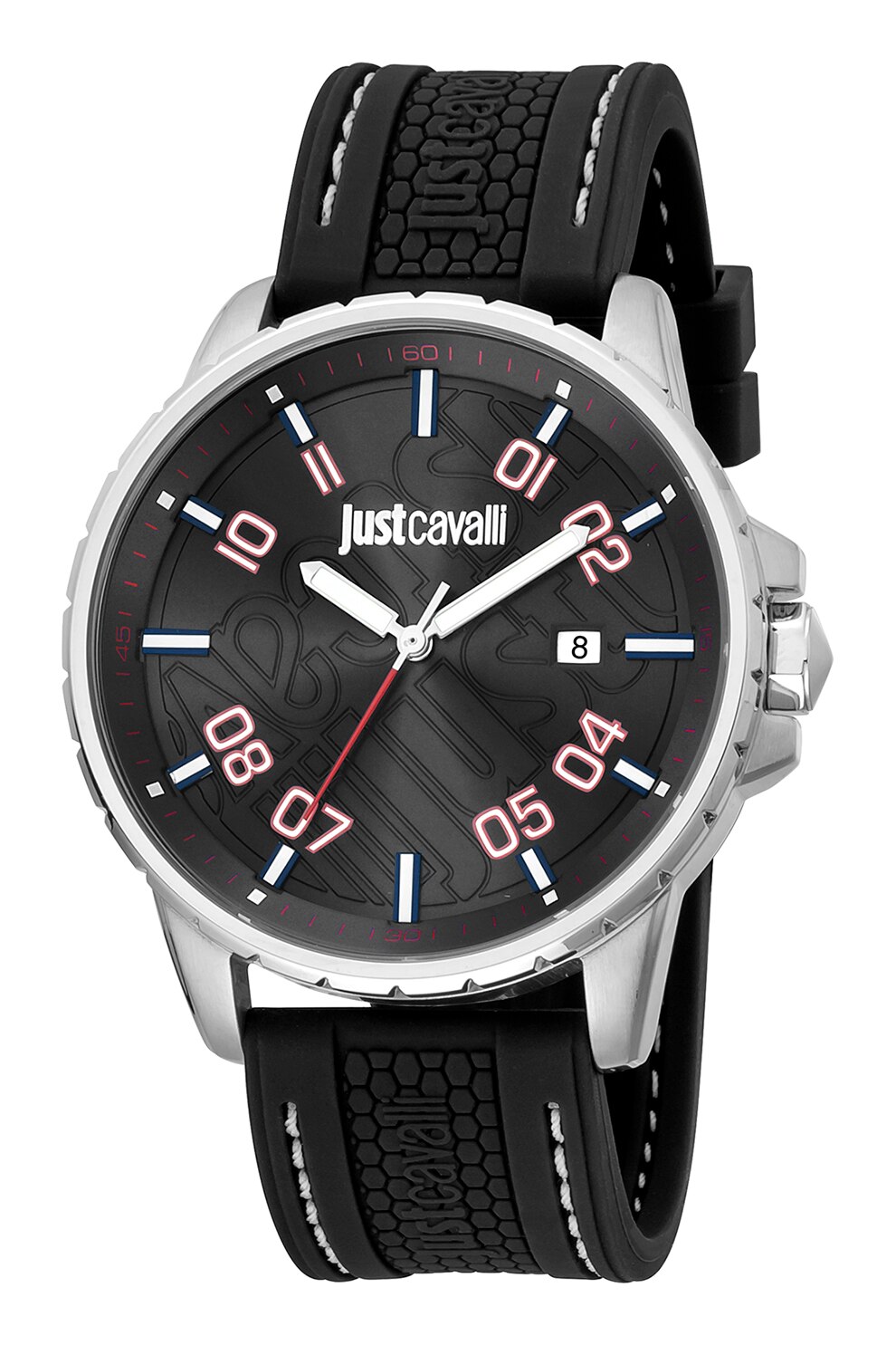 JUST CAVALLI, Ceas quartz din otel inoxidabil, Negru/Argintiu