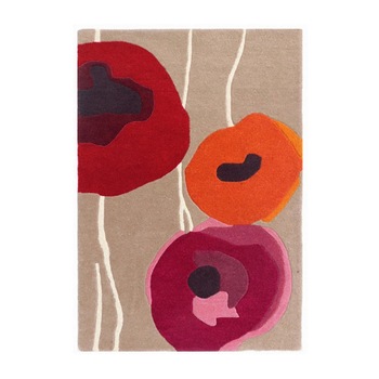 Covor, Bedora, Poppies, 120x170 cm, 100% lana, rosu, finisat manual Covor, Bedora, Poppies, 120x170 cm, 100% lana, rosu, finisat manual