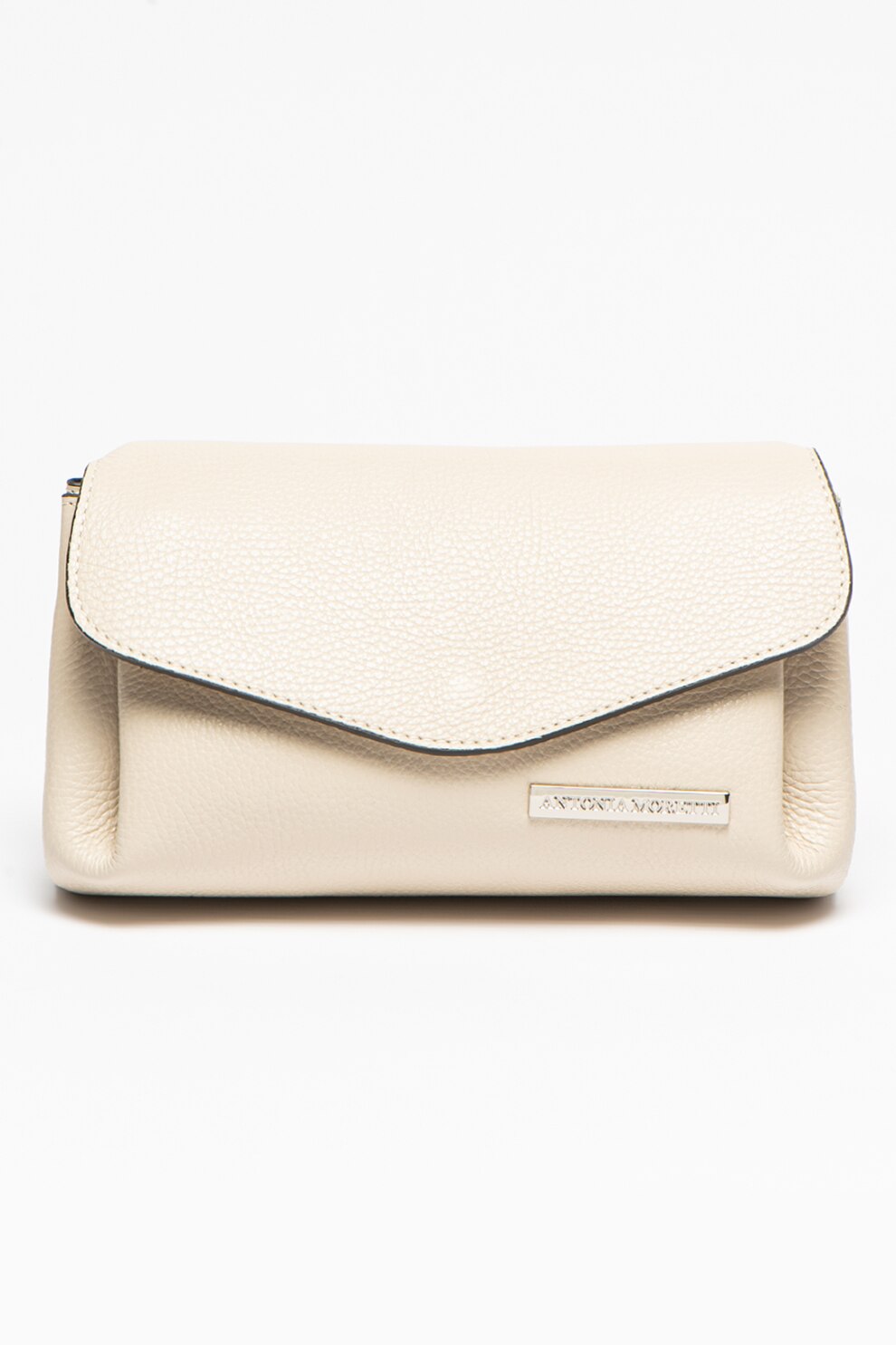 Antonia Moretti, Geanta de piele cu bareta de umar si aspect texturat, Bej