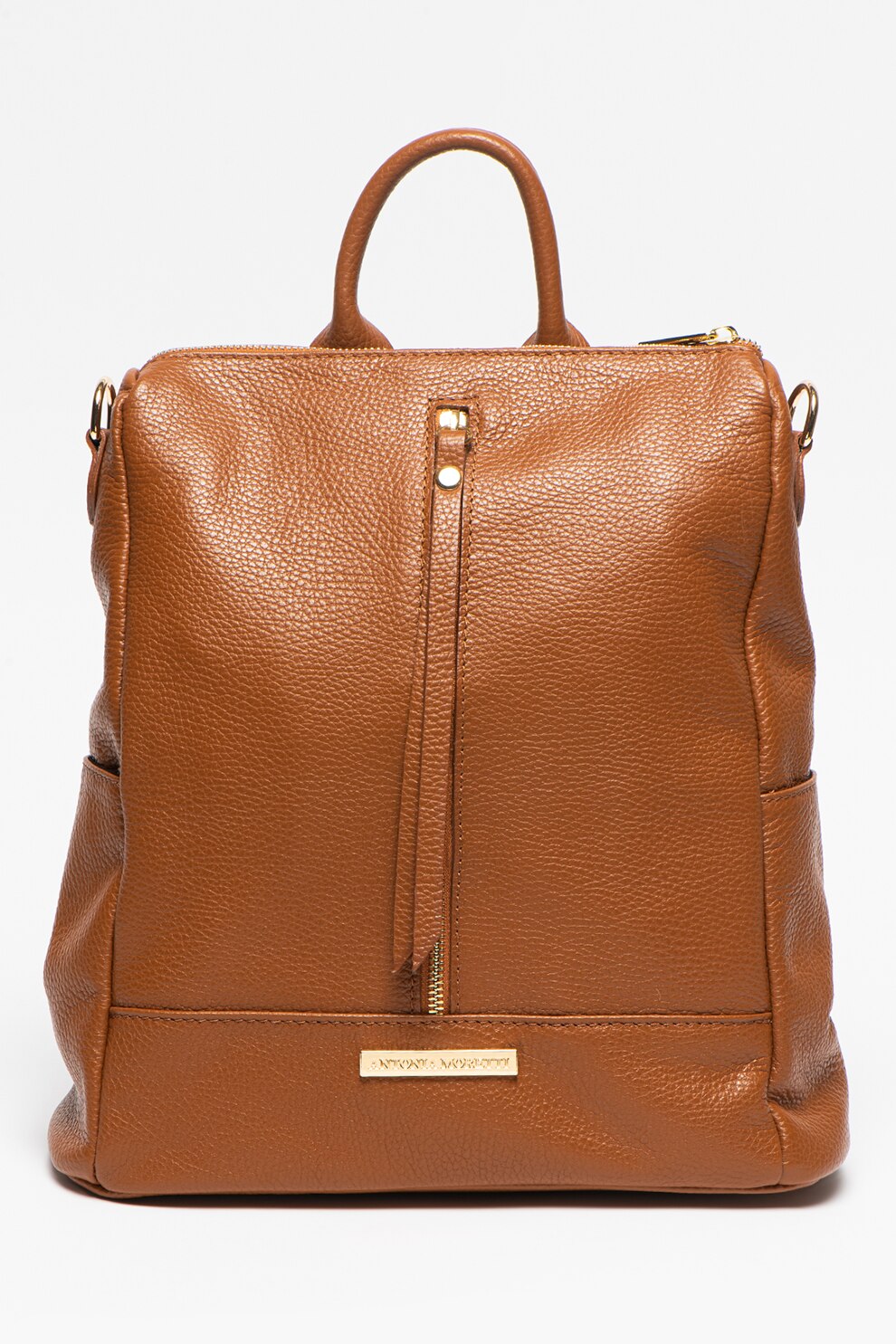 Antonia Moretti, Rucsac de piele cu aplicatie logo metalica discreta, Scortisoara