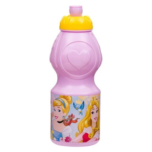 Sticla de apa, Zola®, pentru copii, de plastic, roz cu printese, 400 ml