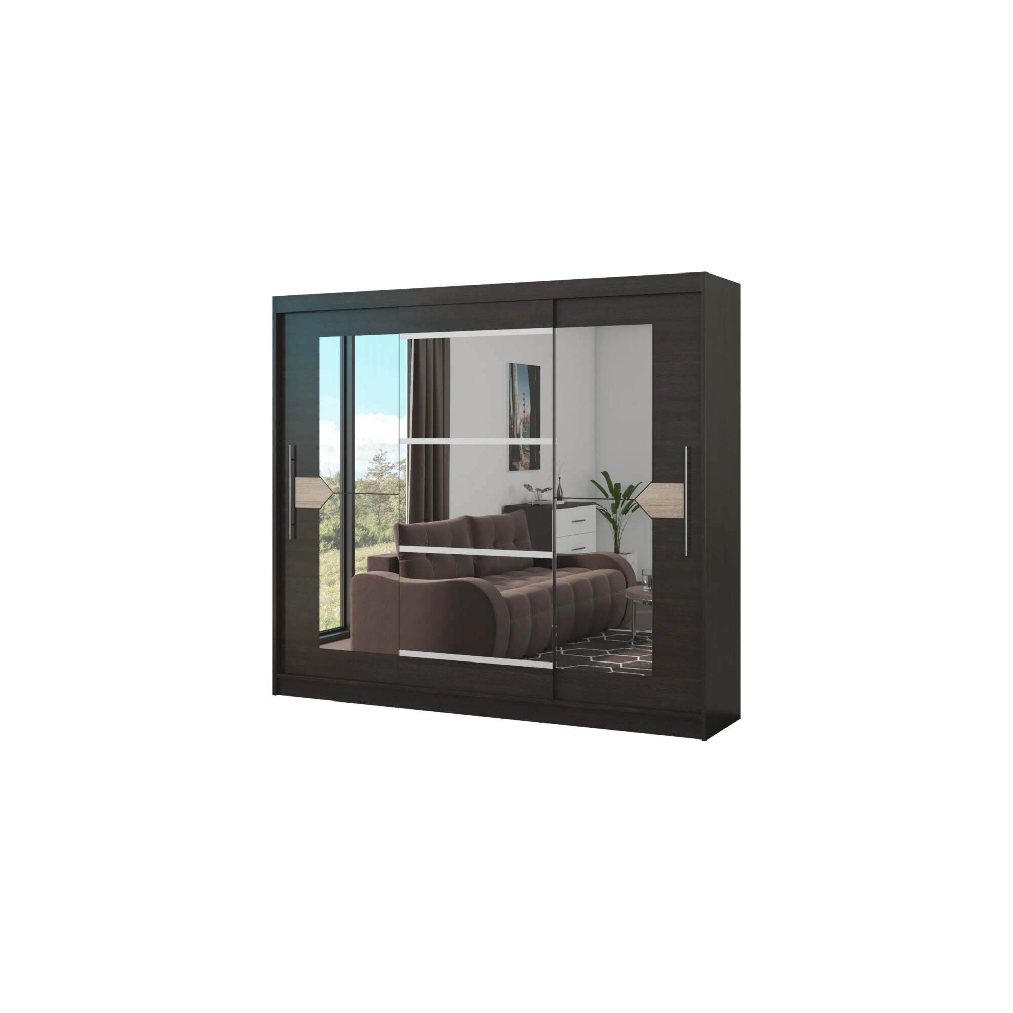 Dressing Dome D02-24, Wenge, 240x216x58 cm, 3 usi culisante