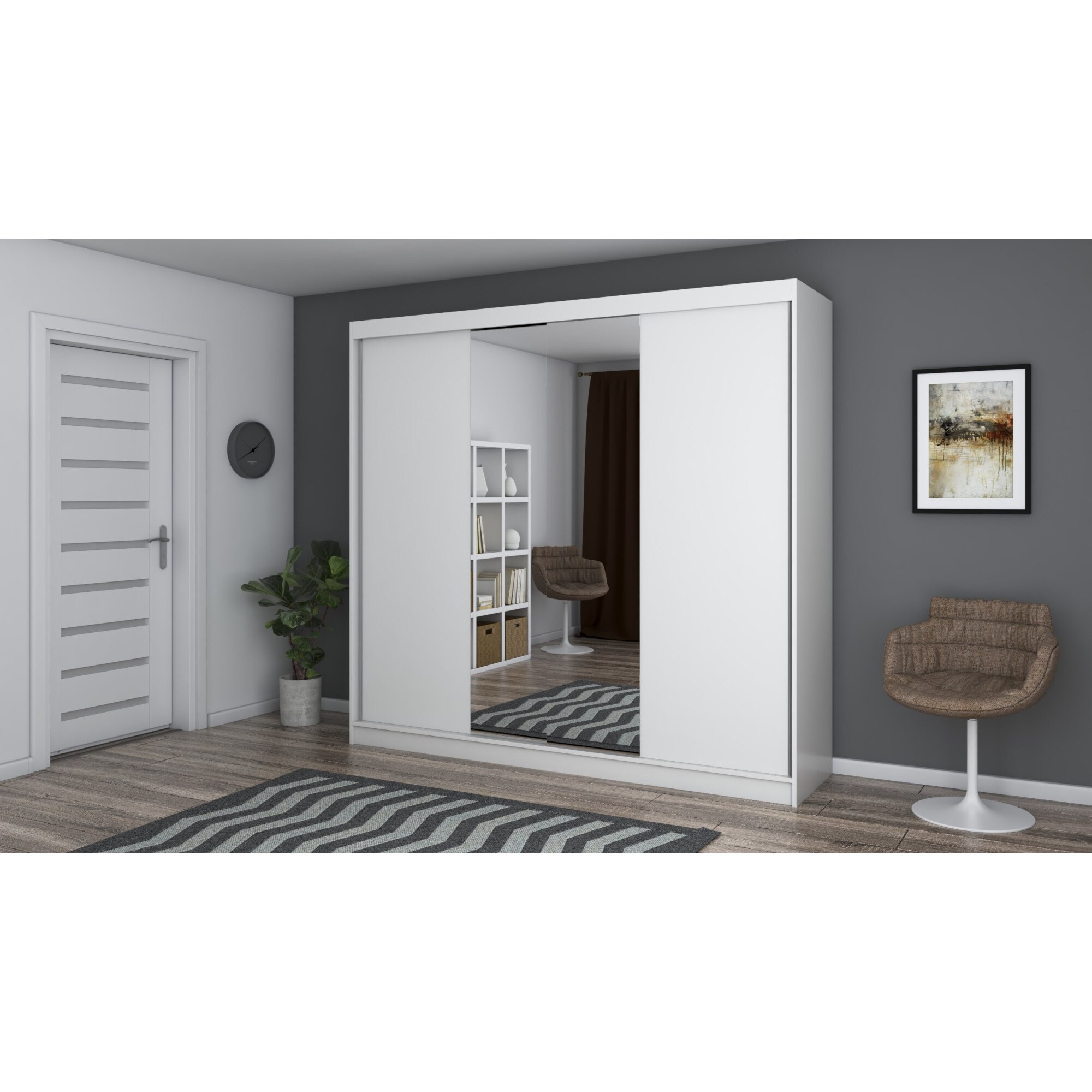 Dressing Ovidiu 38, alb, 233x218x61 cm, 2 usi culisante