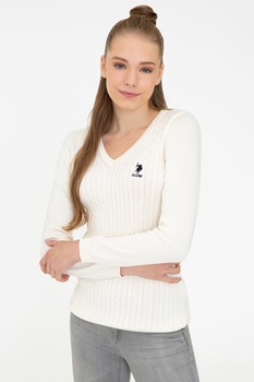 Pulover Dama,U.S Polo Assn.,1338194, Alb prafuit Pulover Dama,U.S Polo Assn.,1338194, Alb prafuit
