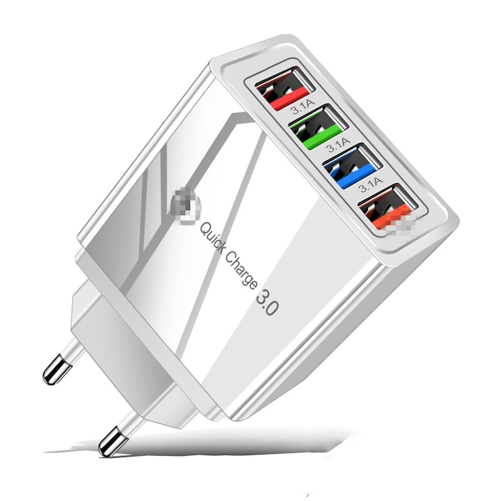 Универсално зарядно устройсто 36W, 4 USB порта, Адаптер за Samsung, Apple Travel Charger