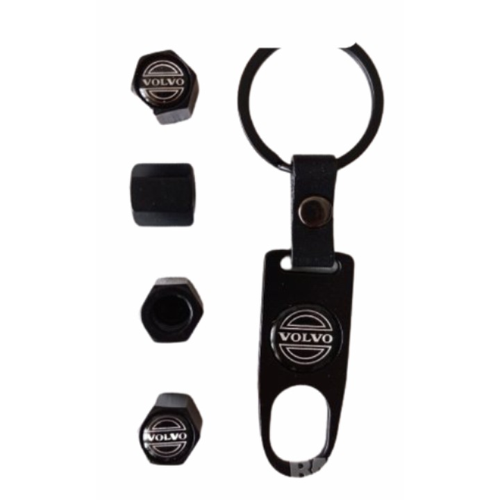 Ahelos kulcstartó, Volvo, szelepsapkák, fekete