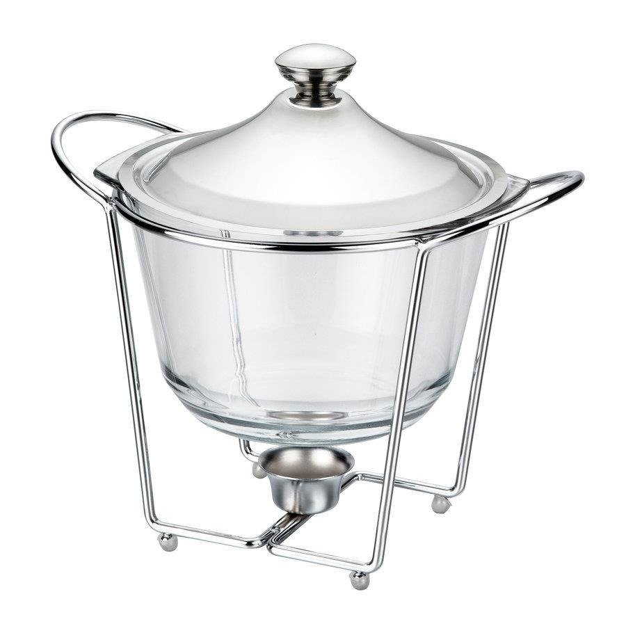 Vas de Incalzire Termorezistent din Sticla, Capacitate de 4 L, Cu Capac, Design Modern si Transparent, Forma Rotunda, Transparent