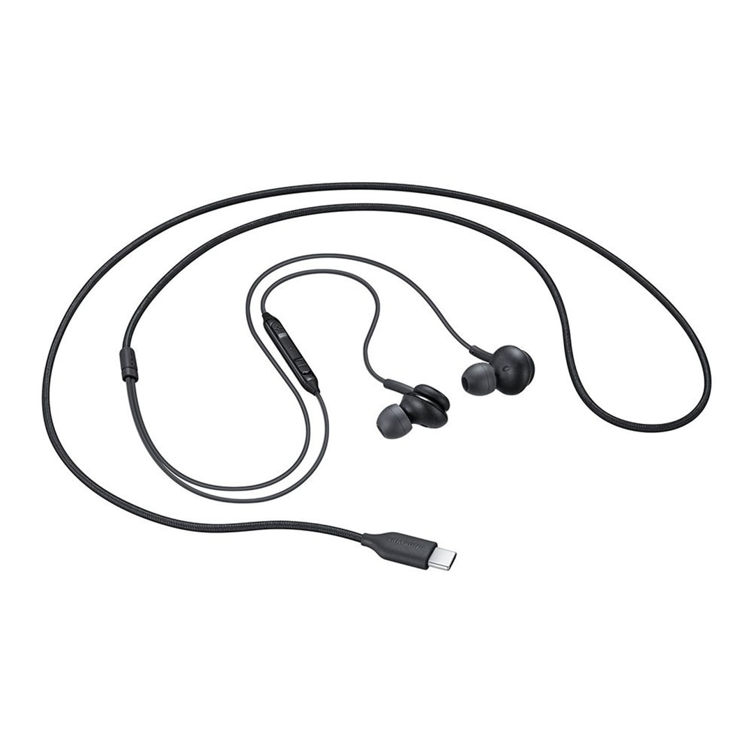 Casti stereo Tip C Samsung AKG In-Ear cu microfon ANC, Cablu textil, Optim Design, Reducere a Zgomotului, Negru