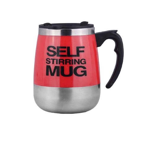 Cana inox cu auto-amestecare, 400 ml, culoare rosie