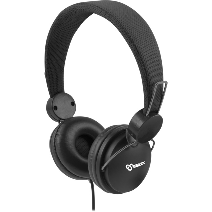 Аудио слушалки On Ear SBox HS-736B, С кабел, Черен