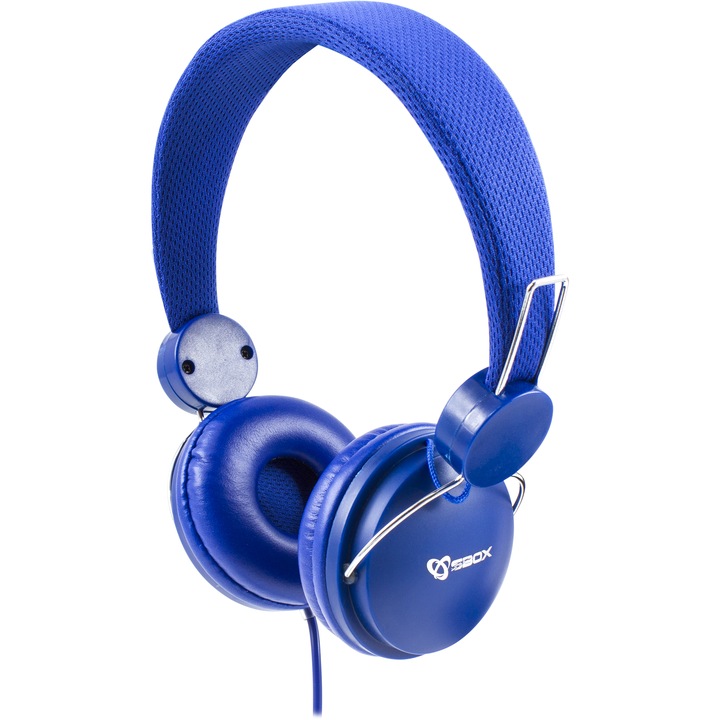Аудио слушалки On Ear SBox HS-736BL, С кабел, Син